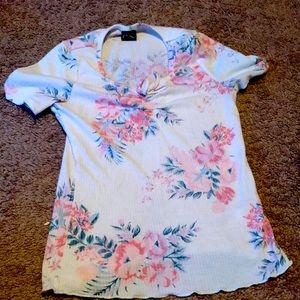 White tee with pink flowers